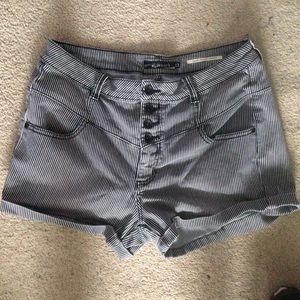 High Waisted Black & White Striped Shorts